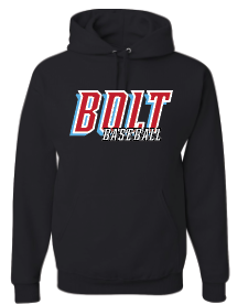 Bolt Baseball Black Hooded Sweatshirt